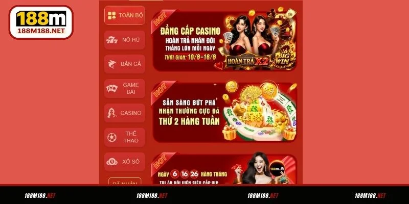 Các chương trình khuyến mãi 188M hấp dẫn