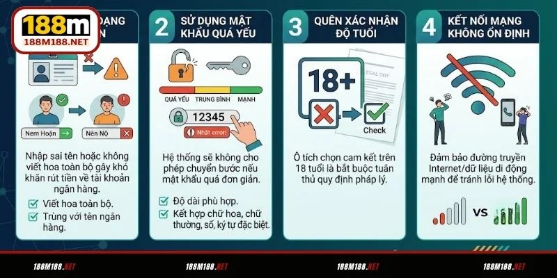 Các lỗi thường gặp cần tránh khi đăng ký tài 188M
