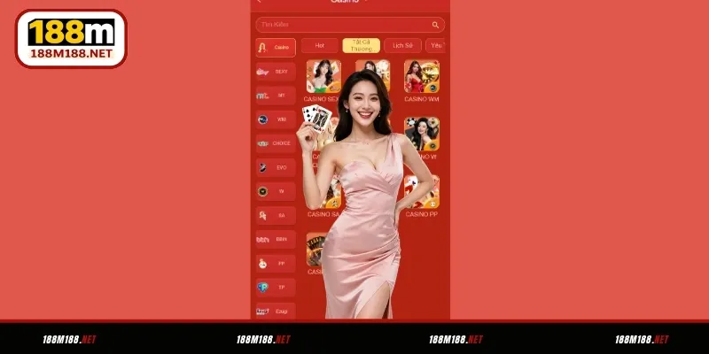 Casino online phong cách quốc tế hấp dẫn tại 188M