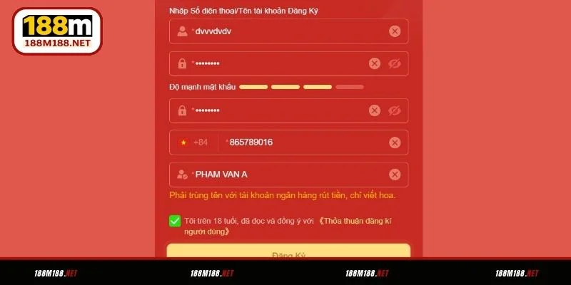 Đăng ký 188M bằng phương pháp truyền thống