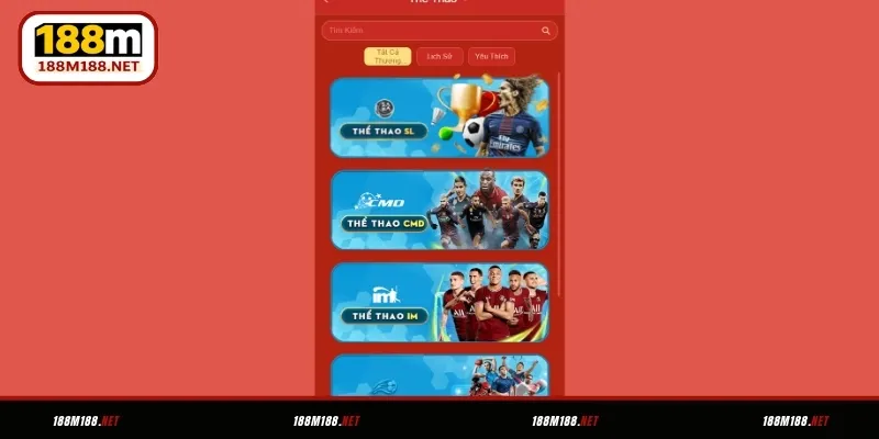 Thể thao online cập nhật tỷ lệ kèo liên tục tại 188M