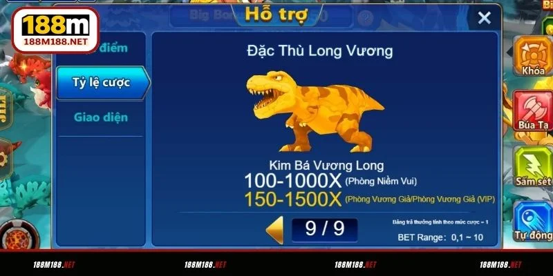 Tỷ lệ thưởng trong game Dinosaur Tycoon